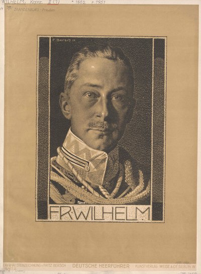 Saksan keisarikunnan ja Preussin kruununprinssi Vilhelm (painatus) tekijältä Artist Unknown