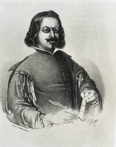 DONON, Julio (1800-luku). Francisco de Quevedo. Litografia tekijältä Artist Unknown