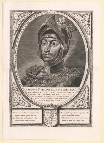 Burgundin herttua Kaarle Rohkea (painettu) tekijältä Artist Unknown