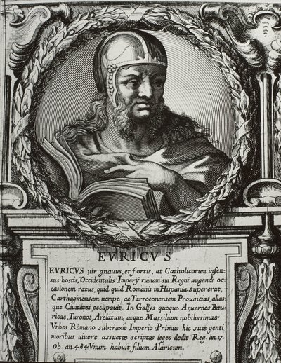 EURIC (420-484). Visigoottien kuningas (466-484). Kaiverrus. tekijältä Artist Unknown