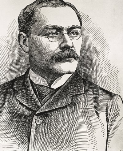 KIPLING, Rudyard (1865-1936). Brittiläinen kirjailija, syntynyt Intiassa. Nobelin kirjallisuuspalkinto 1907. Kiplingin muotokuva. Kaiverrus. tekijältä Artist Unknown