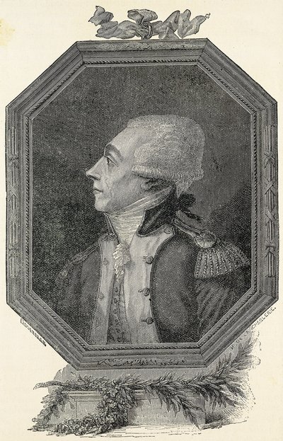 Lafayette, Marie Joseph Gilbert Motie Motier, markiisi (1757-1834). Ranskalainen aristokraatti ja sotilas, liberaali aatemaailma. Etsaus tekijältä Artist Unknown