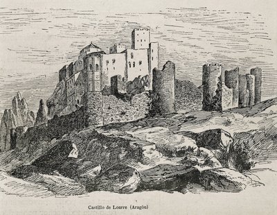Loarre. Romaaninen linna. Kaiverrus. ESPANJA. ARAGON. Zaragoza. Yleinen sotilasakatemia tekijältä Artist Unknown