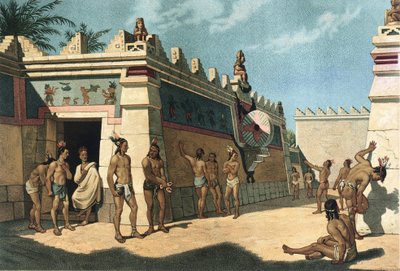 Maya-sivilisaatio, Mesoamerikkalainen pallopeli, Litografia tekijältä Artist Unknown