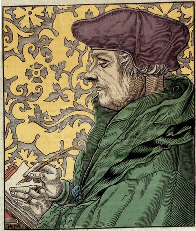 Hollantilaisen humanistin Didier Erasmen (Erasmus Rotterdamilainen) (1469 - 1536) muotokuva. tekijältä Artist Unknown