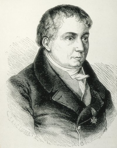 SCHLEGEL, Friedrich von (1772-1829). Saksalainen runoilija, kriitikko ja tutkija. Saksalaisen romantiikan kriittinen johtaja. Kaiverrus tekijältä Artist Unknown