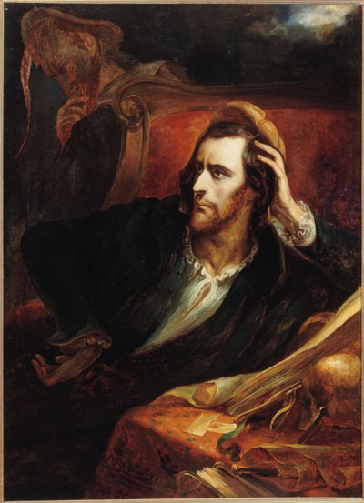 Faust työssään Faust dans son kabinetti, noin 1848. tekijältä Ary Scheffer