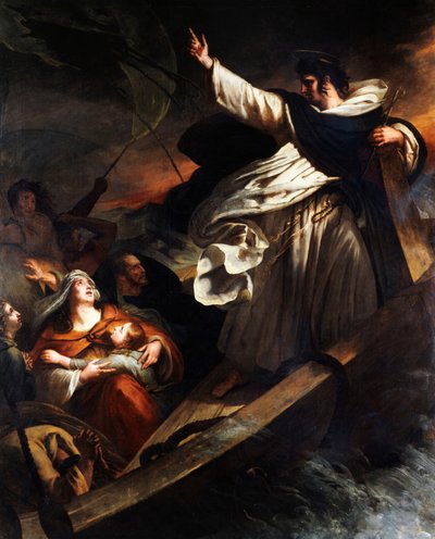 Pyhä Tuomas Akvinolainen saarnaa luottamusta Jumalaan myrskyn aikana 1823. tekijältä Ary Scheffer