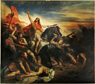 Tolbiacin taistelu alamaanien ja Siegbertin frankkien välillä ... (maalaus kankaalle) tekijältä Ary Scheffer
