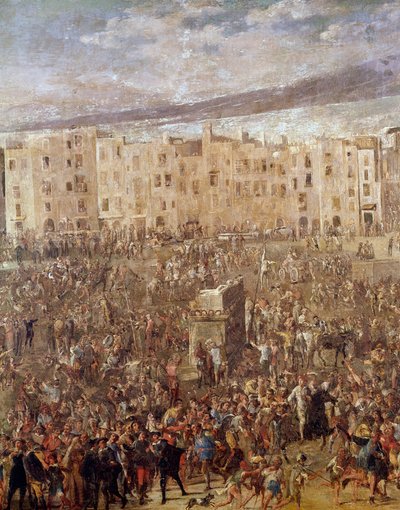Marchen aukio Napolissa Masaniellon vallankumouksen aikaan Ascanio Lucianin maalaus (n. 1621-1706) Napoli, San Martinon kansallismuseo tekijältä Ascanio Luciani