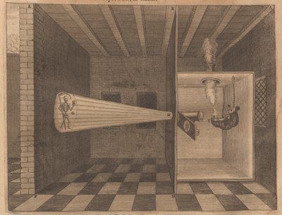 Taikalyhty, joka näyttää kuoleman Ars Magna Lucisista, 1671. tekijältä Athanasius Kircher