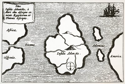 Atlantiksen kartta, "Mundus Subterraneus" tekijältä Athanasius Kircher