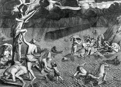 Vedenpaisumuskohtaus, 1675 tekijältä Athanasius Kircher
