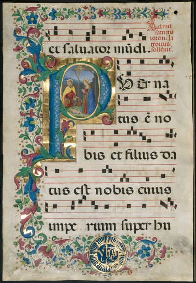 Leaf from Gradual: Initial P with the Nativity tekijältä Attavante degli Attavanti