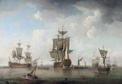 Sodan miehet satamassa tekijältä attributed to Charles Brooking