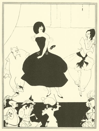 Marionettien komediabaletti (litografia) tekijältä Aubrey (after) Beardsley