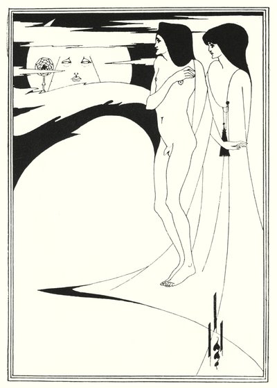 Nainen kuussa (kaiverrus) tekijältä Aubrey (after) Beardsley