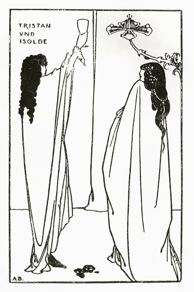 Tristanin ja Isolden toisto, kuvitus teoksesta "The Savoy", 1896 tekijältä Aubrey Beardsley