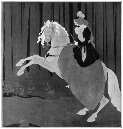 Nainen istumassa kasvatushevosella, 1898. tekijältä Aubrey Beardsley