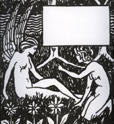 Lukuotsikko Le Morte dArthurille, 1893 (kynä ja musta muste paperille) tekijältä Aubrey Beardsley