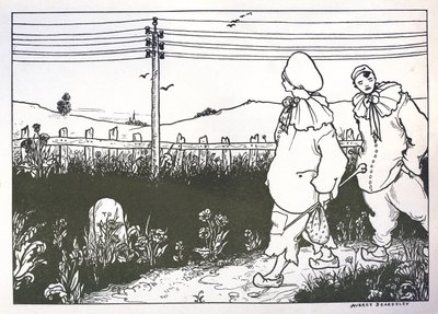 Pierrotin etulehden luonnos, 1896. tekijältä Aubrey Beardsley