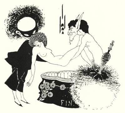Suunnittelu takakappaleeseen tekijältä Aubrey Beardsley