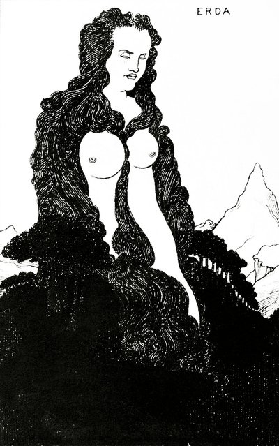Erda, kuvitus teokselle "Das Rheingold" 1896 tekijältä Aubrey Beardsley