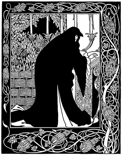 Kuinka kuningatar Guenever teki hänestä nunnan, piirros Sir Thomas Maloryn teoksesta "Le Morte d