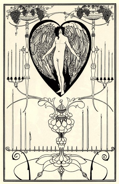 Kuvitus Marc-André Raffalovichin teokseen The Mirror of Love, 1895 tekijältä Aubrey Beardsley