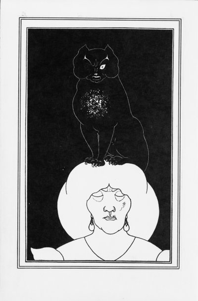 Kuvitus Edgar Allan Poen tarinaan Musta kissa, 1894-1895 tekijältä Aubrey Beardsley