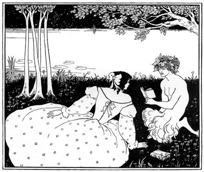 Pan lukemassa naiselle puron rannalla, 1898. tekijältä Aubrey Beardsley