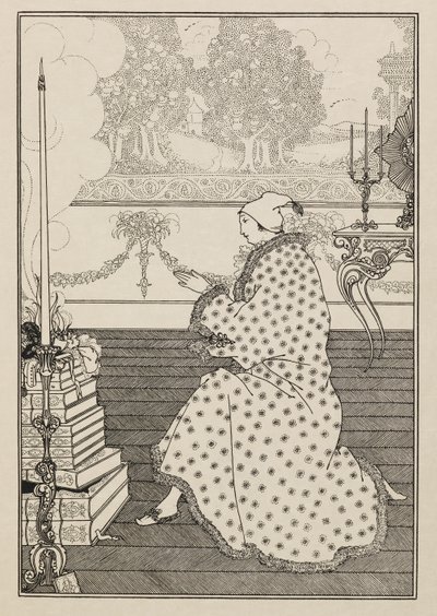 Paronin rukous. Kirjasta "The Rape of the Lukon". kirjasta viisikymmentä piirustusta tekijältä Aubrey Beardsley