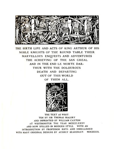 Nimisivun on suunnitellut Aubrey Beardsley herralle J. M. Dent and Sons Ltd, 1909, 1914. tekijältä Aubrey Beardsley