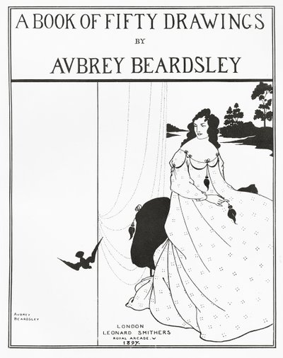 Nimisivu julkaisulle "A Book of Fifty Drawings", 1897 tekijältä Aubrey Beardsley