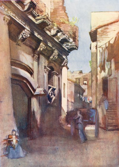 Rooma: Crescentiuksen talo (värilitografia). tekijältä Aubrey Waterfield