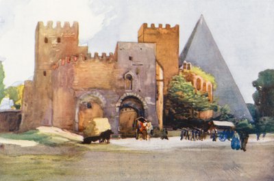 Rooma: Paolon portti (värilitografia). tekijältä Aubrey Waterfield