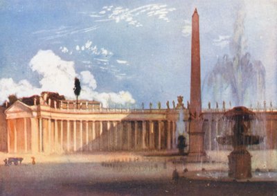 Rooma: Pietarinkirkon aukio (värilitografia). tekijältä Aubrey Waterfield
