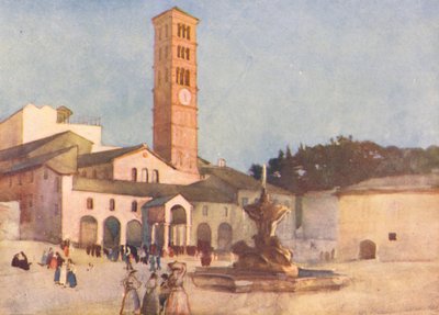 Rooma: Maria in Cosmedin (värilitografia). tekijältä Aubrey Waterfield