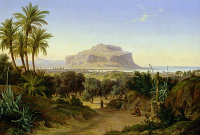 Saksa: Blick auf Palermo mit Monte Pellegrino Näkymä Palermoon ja Pellegrinon vuorelle tekijältä August Ahlborn