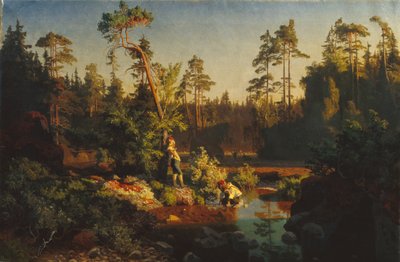 Pienet pojat metsässä (Paimenpojat) (maalaus) tekijältä August Cappelen