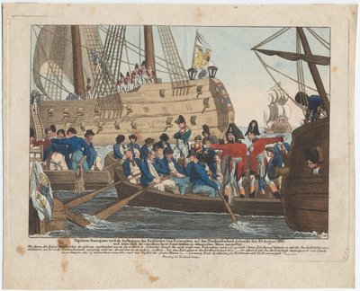 Napoleon Bonaparte englantilaisten vankina tuodaan Bellerophonista Northumberlandiin 8. tekijältä August Friedrich Andreas Campe
