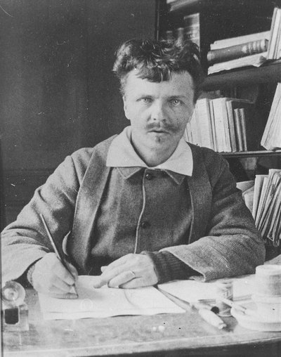 Autoretrat al seu estudi a Gersaufinnish tekijältä August Johan Strindberg