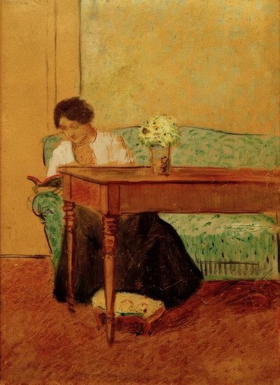 Elisabeth auf grünem Sohva, lesend tekijältä August Macke