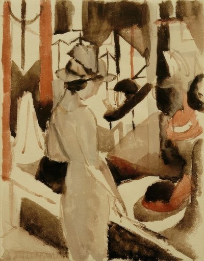 Frau vor Hutladen tekijältä August Macke