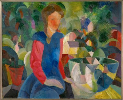 Tyttö kala-astian kanssa tekijältä August Macke