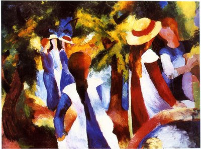 Tyttöjä puiden alla tekijältä August Macke