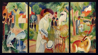 Suuri eläintarha ... (öljy kankaalle) tekijältä August Macke