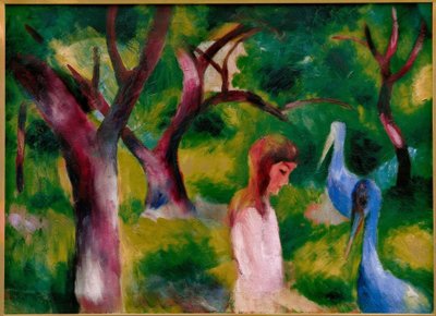 Mädchen mit blauen Vögeln tekijältä August Macke