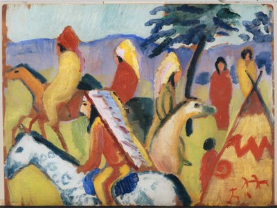 Reitende intialainen beim Zelt tekijältä August Macke