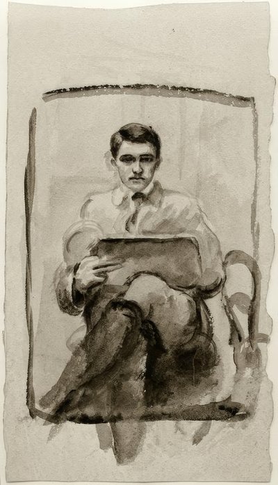 Selbstbildnis, zeichnend tekijältä August Macke